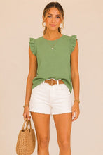 Load image into Gallery viewer, Green Ruffle Sleeve With Buttons
