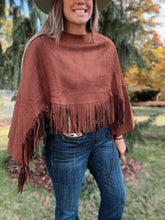Load image into Gallery viewer, Western Boho Suede Fringe Cape

