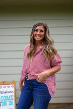 Load image into Gallery viewer, Oversized Red Stripe Button Top

