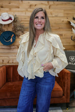 Load image into Gallery viewer, Sheer Ruffle Beige Blouse
