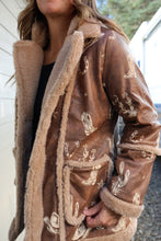 Load image into Gallery viewer, Mocha Western Faux Leather Sherpa Coat
