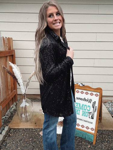 Sequin Button Down