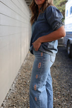 Load image into Gallery viewer, Mid Rise Wide Leg Embroidered Jeans
