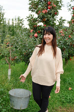 Load image into Gallery viewer, Oat Milk Ribbed Boat Neck Bubble Sleeve Sweater
