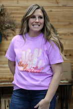 Load image into Gallery viewer, Neon Purple Stay Wild graphic tee shirt 
