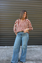 Load image into Gallery viewer, Brown Stripe Blouse
