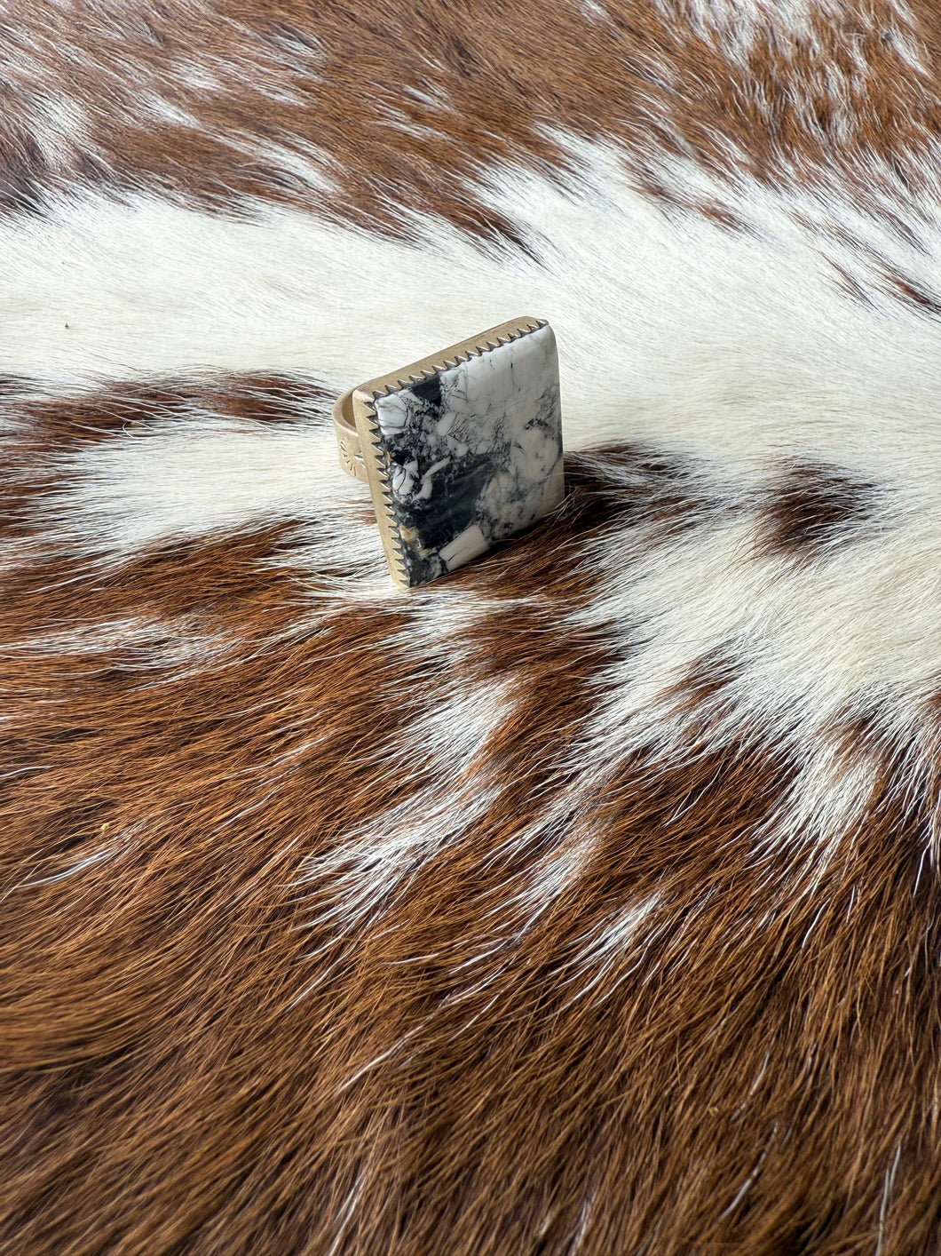 Square White Buffalo Ring