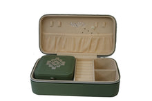 Load image into Gallery viewer, Olive Green Faux Leather Travel Jewelry Case
