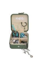 Load image into Gallery viewer, Small Olive Green Faux Leather Jewelry Travel Case
