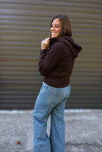Load image into Gallery viewer, Brown V-Neck Hoodie Sweater
