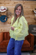 Load image into Gallery viewer, Sheer Yellow Ruffle Blouse
