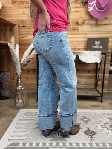 Medium Wash Cuff Jeans