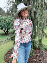 Load image into Gallery viewer, Long Sleeve Floral Mesh Top
