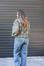 Load image into Gallery viewer, Cowboy Olive Western Print Tie-Neck Blouse
