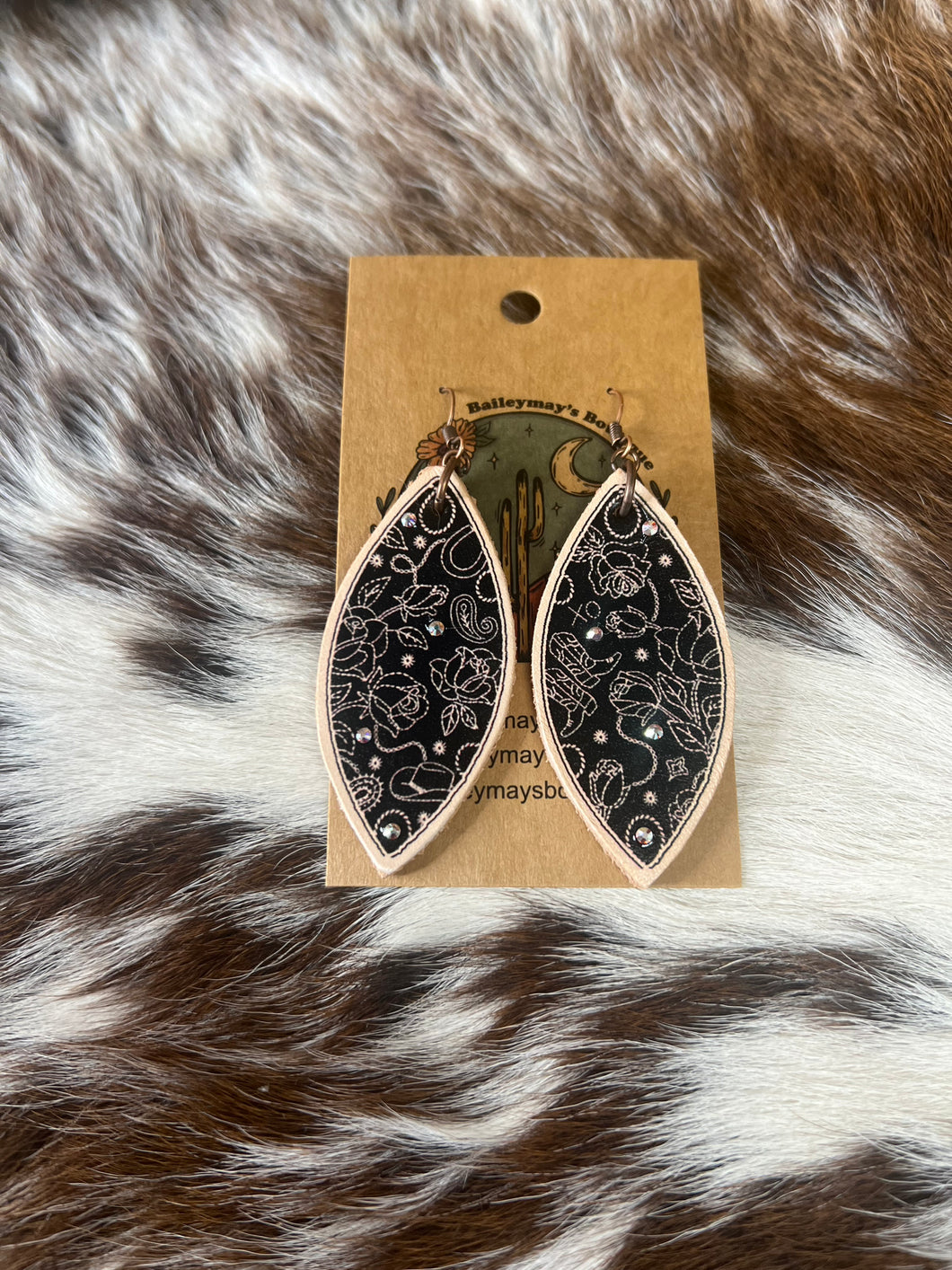 Black Chainstitch earrings