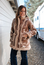 Load image into Gallery viewer, Mocha Western Faux Leather Sherpa Coat

