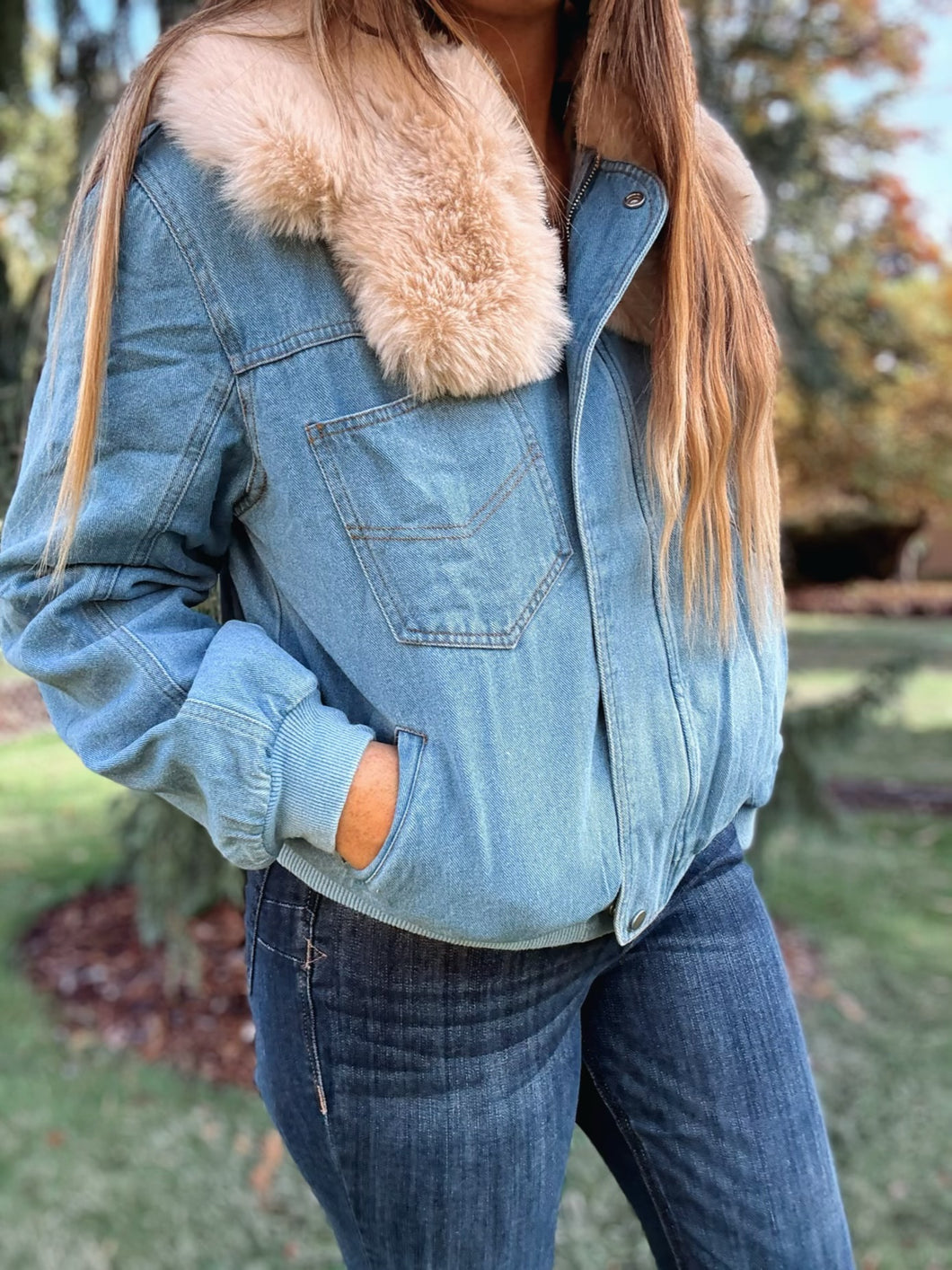 Faux Fur Denim Jacket
