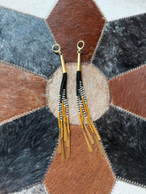 Load image into Gallery viewer, Black &amp; Gold Boho Tassel Earrings
