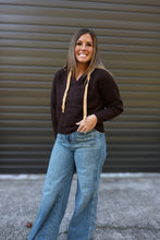 Load image into Gallery viewer, Brown V-Neck Hoodie Sweater
