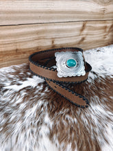 Load image into Gallery viewer, Turquoise Leather Belt
