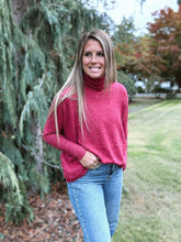 Load image into Gallery viewer, Brushed Turtleneck Sweater Cabernet
