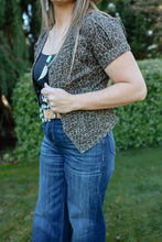 Load image into Gallery viewer, Denim Leopard Button Top
