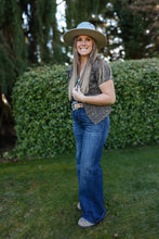 Load image into Gallery viewer, Denim Leopard Button Top
