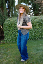 Load image into Gallery viewer, Denim Leopard Button Top
