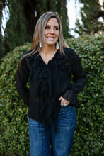Load image into Gallery viewer, Black Sheer Chiffon Blouse
