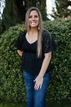 Load image into Gallery viewer, Black Floral Flutter Top
