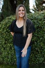 Load image into Gallery viewer, Black Floral Flutter Top
