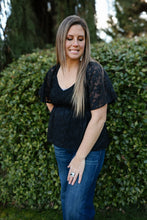 Load image into Gallery viewer, Black Floral Flutter Top
