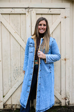 Load image into Gallery viewer, Teddy Lined Long Denim Jacket
