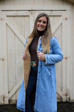Load image into Gallery viewer, Teddy Lined Long Denim Jacket
