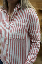 Load image into Gallery viewer, Classic Striped Coral Button Top
