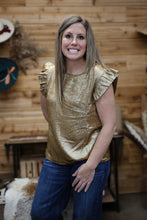 Load image into Gallery viewer, Gold Metallic Ruffle Shirt
