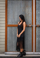Load image into Gallery viewer, Black Asymmetrical Fringe Cami Dress
