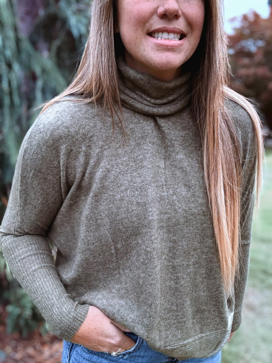 Brushed Turtleneck Sweater Olive