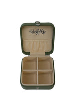 Load image into Gallery viewer, Small Olive Green Faux Leather Jewelry Travel Case
