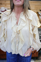 Load image into Gallery viewer, Sheer Ruffle Beige Blouse
