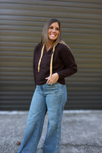 Load image into Gallery viewer, Brown V-Neck Hoodie Sweater
