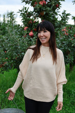 Load image into Gallery viewer, Oat Milk Ribbed Boat Neck Bubble Sleeve Sweater
