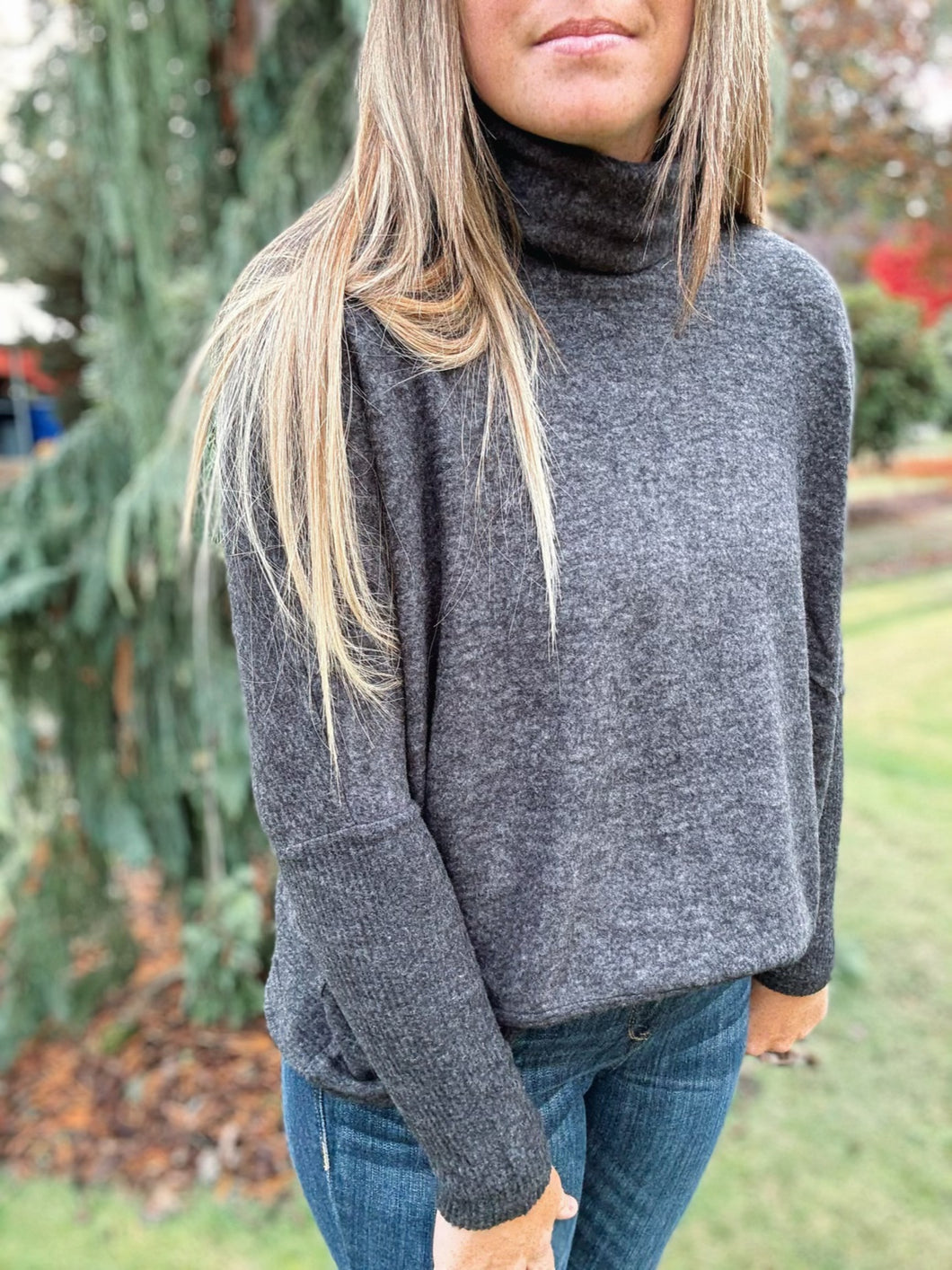 Brushed Black Turtleneck Sweater