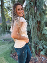 Load image into Gallery viewer, Apricot Dotty Ruffle Top
