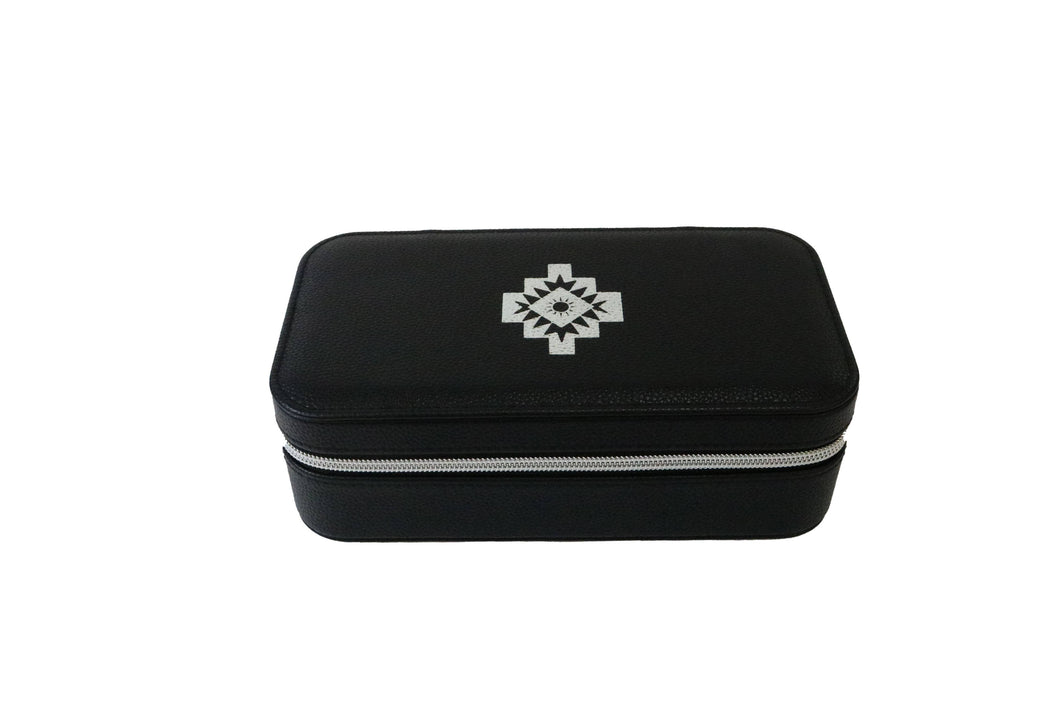 Black Faux Leather Travel Jewelry Case