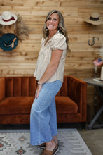 Load image into Gallery viewer, Khaki Lace Trim Top
