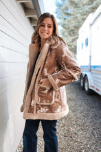 Load image into Gallery viewer, Mocha Western Faux Leather Sherpa Coat
