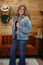 Load image into Gallery viewer, Cheyenne Denim Bomber Jacket
