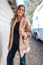Load image into Gallery viewer, Mocha Western Faux Leather Sherpa Coat
