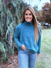 Load image into Gallery viewer, Brushed Teal Turtleneck Sweater
